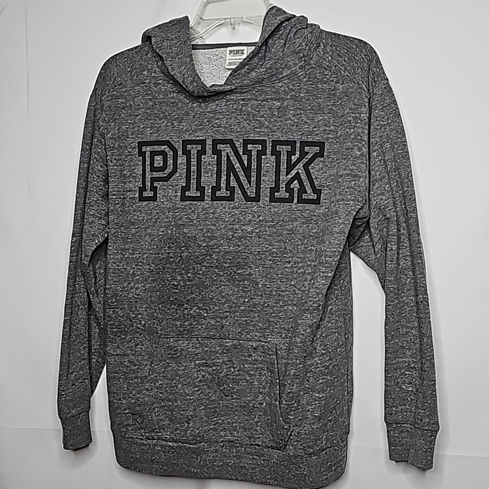 Pink Victoria Secret kangaroo pocket gray pullover hooded hoodie sweatshirt XS